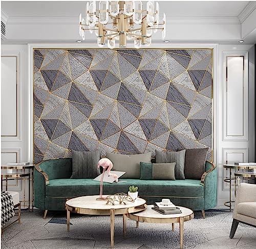 Papier peint intissé floqué 3D relief acoustique et thermique gris foncé géométrique