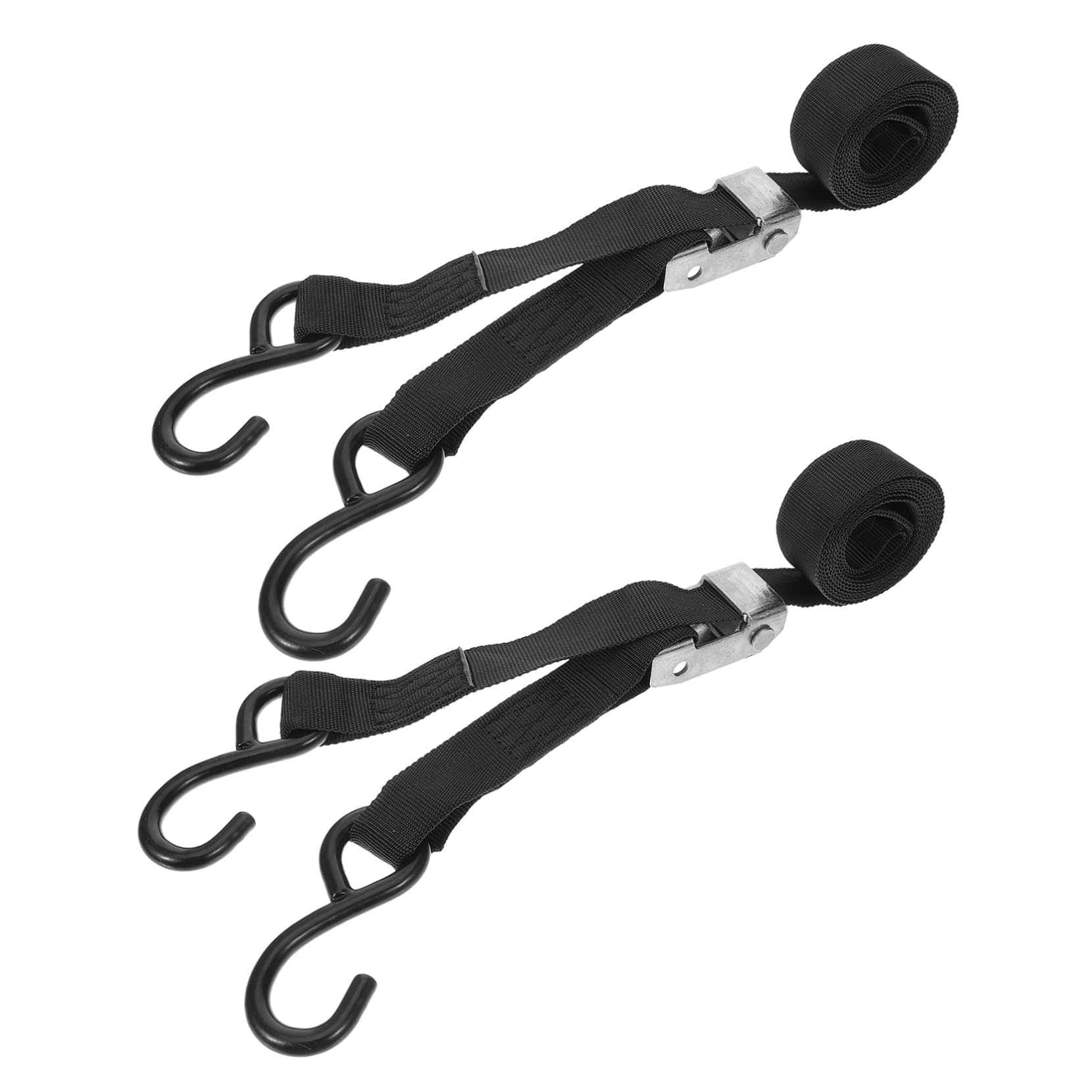 Motorrad Spanngurt aus Polyester, Schwarz, Zurrriemen | Gepäckgurt zum Sichern von Motorrädern, Befestigungsriemen für Ladung, 2 Stück Packung