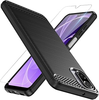 Osophter for Galaxy-A07-Case with Screen Protector Shock-Absorption Flexible TPU Rubber Protective Cover for Samsung Galaxy A07 Phone CaseBlack