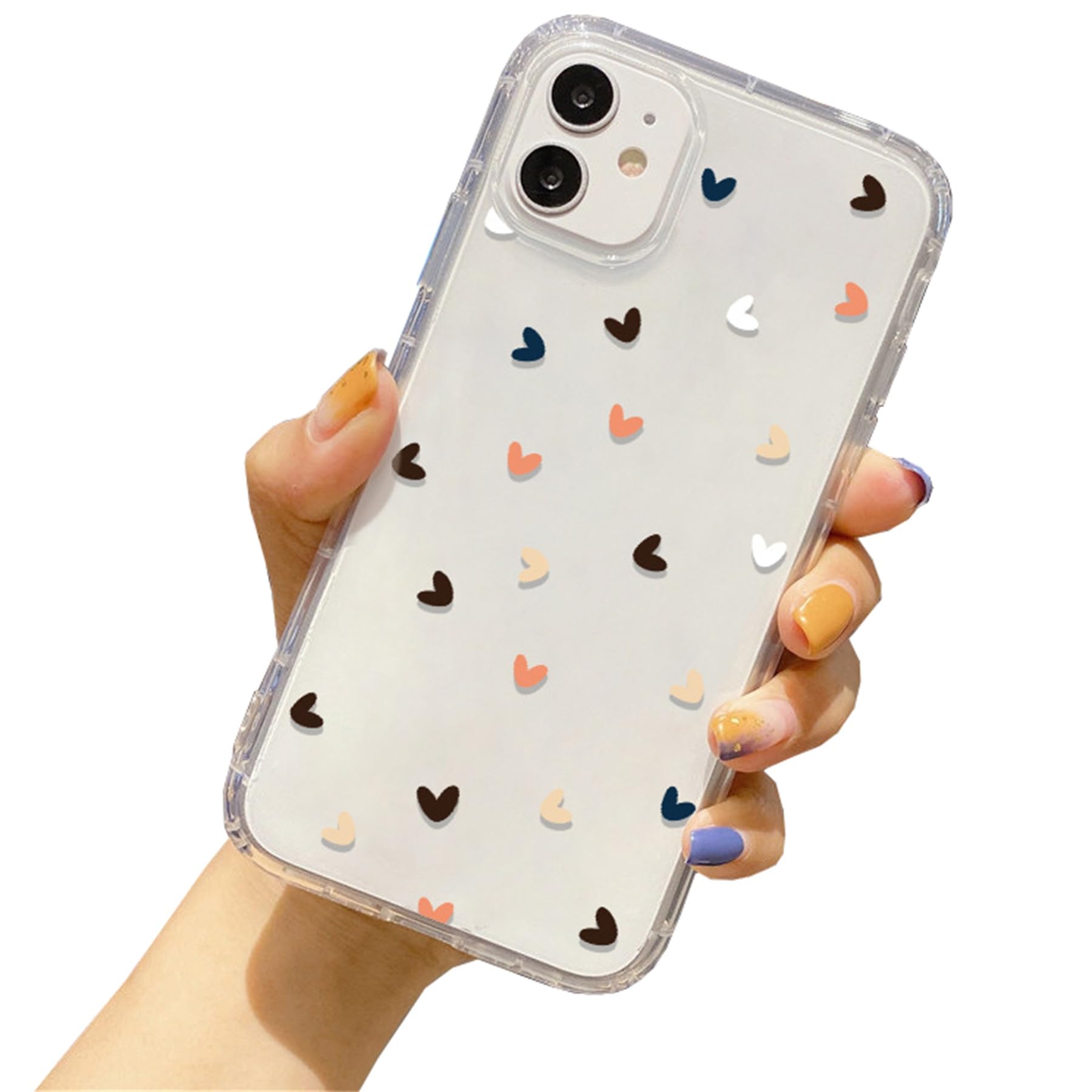 Einaily Hülle für iPhone 15 Case Crystal Clear Mode Chic Herz Muster Handyhülle Ultra Dünn Transparent Klare Weich TPU Silikon Gel Bumper Stoßfest Kratzfest Schutzhülle für iPhone 15 Slim Cover