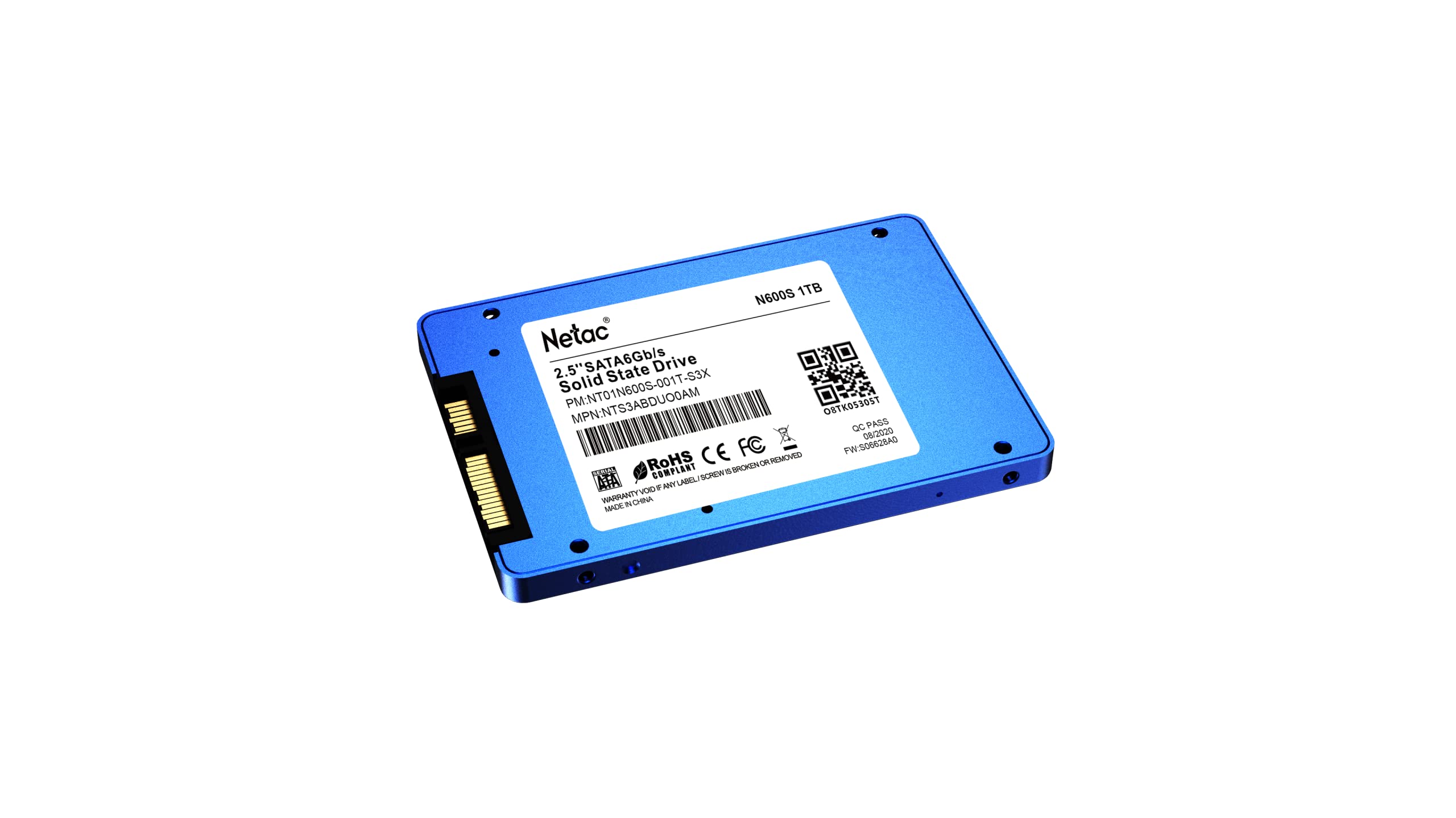 Netac 1TB 2.5 Inch SATA III 6Gb/s 3D NAND Internal SSD up to 560MB 