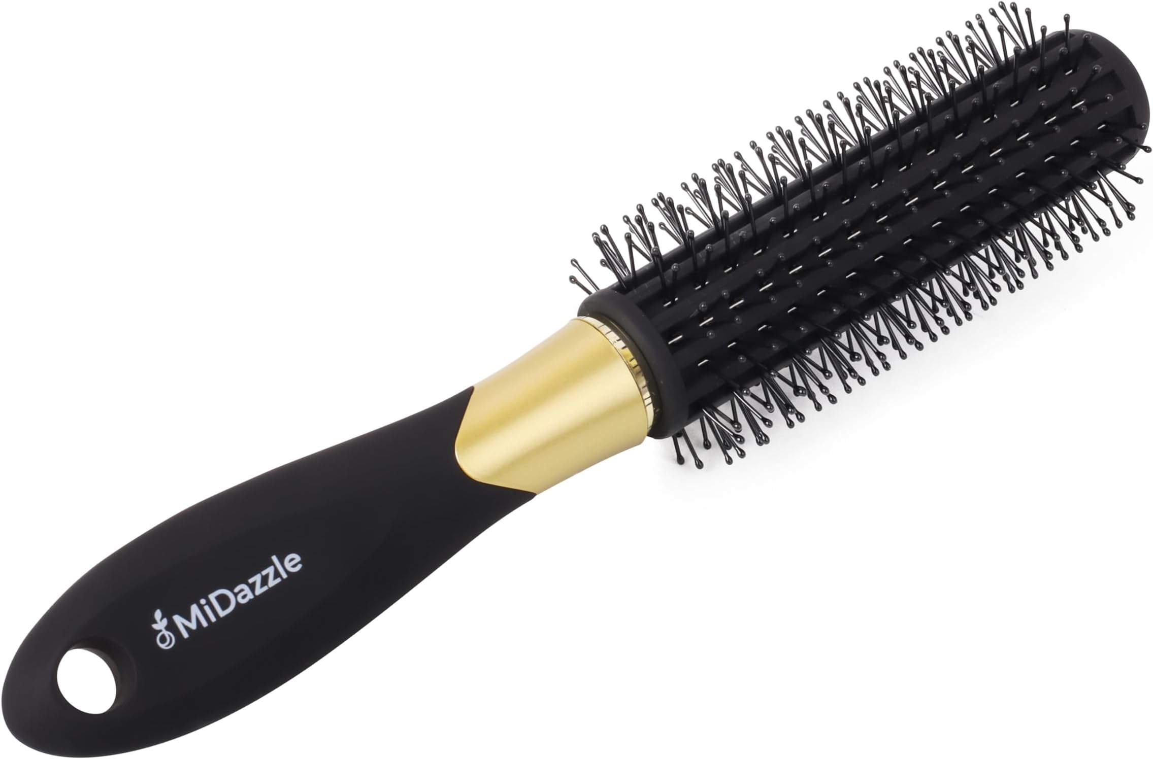 Omidazzle Premium Round Black & Gold with ring Hair Brush with Ring (MIHB0031)