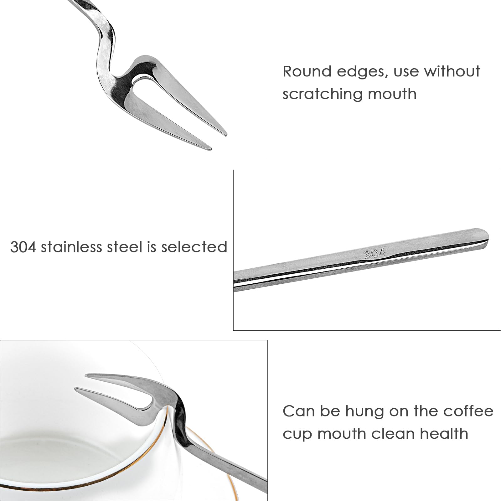 JANKOW 4Pcs Silver Appetizer Dessert Forks, Stainless Steel Mini Fruit Forks, Cocktail Forks, Tasting Forks, Small Cake Fork, Dishwasher Safe Easy to Clean