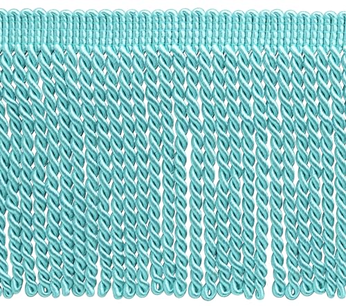 6" (15cm) Basic Solid Collection Traditional Satiny Bullion Fringe Trim (Style# BFS6) Aquatic Blue #M17 (Light Teal Blue) 5 Yard Value Pack (4.5m/15 ft)