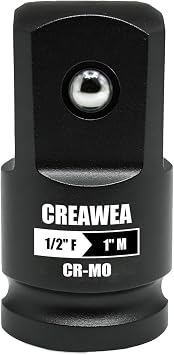 1/2" Female to 1" Male Impact Socket Adapter, 1/2" Impact Socket Adapter for High Torque Applications, Heavy-Duty Chrome Molybdenum Alloy Steel