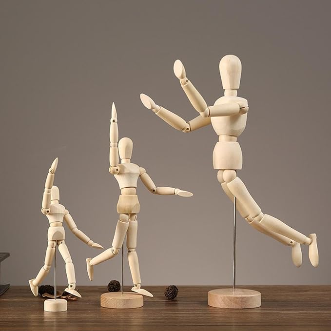 Maniquí de Madera para Artistas, Figura Masculina, Soporte miniatura 2