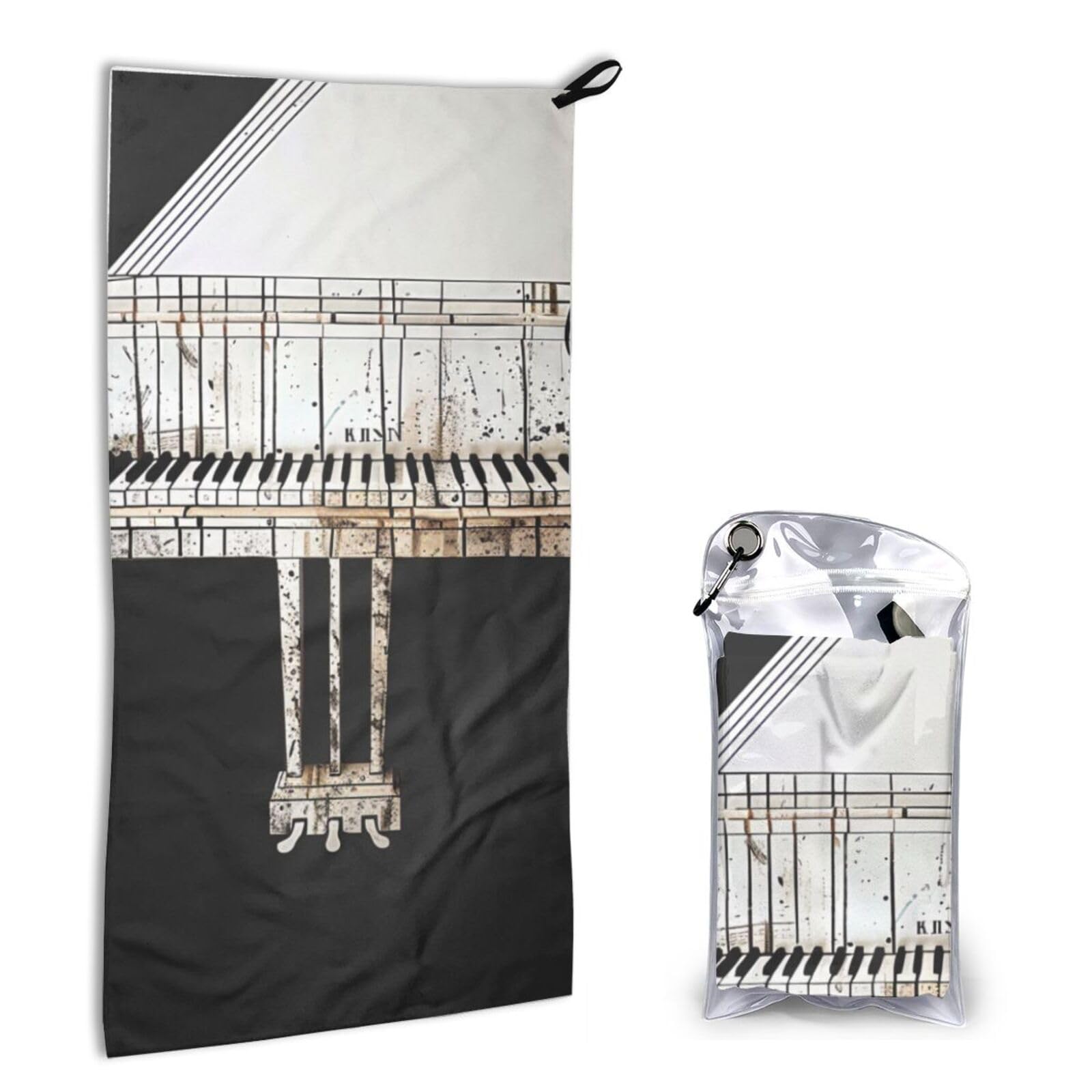 BWWHCCTI Quick Dry Hand Towel With Bag - Piano Printed Super Absorbent Face Cloth Microfiber Travel Sports Towels 40x80cm