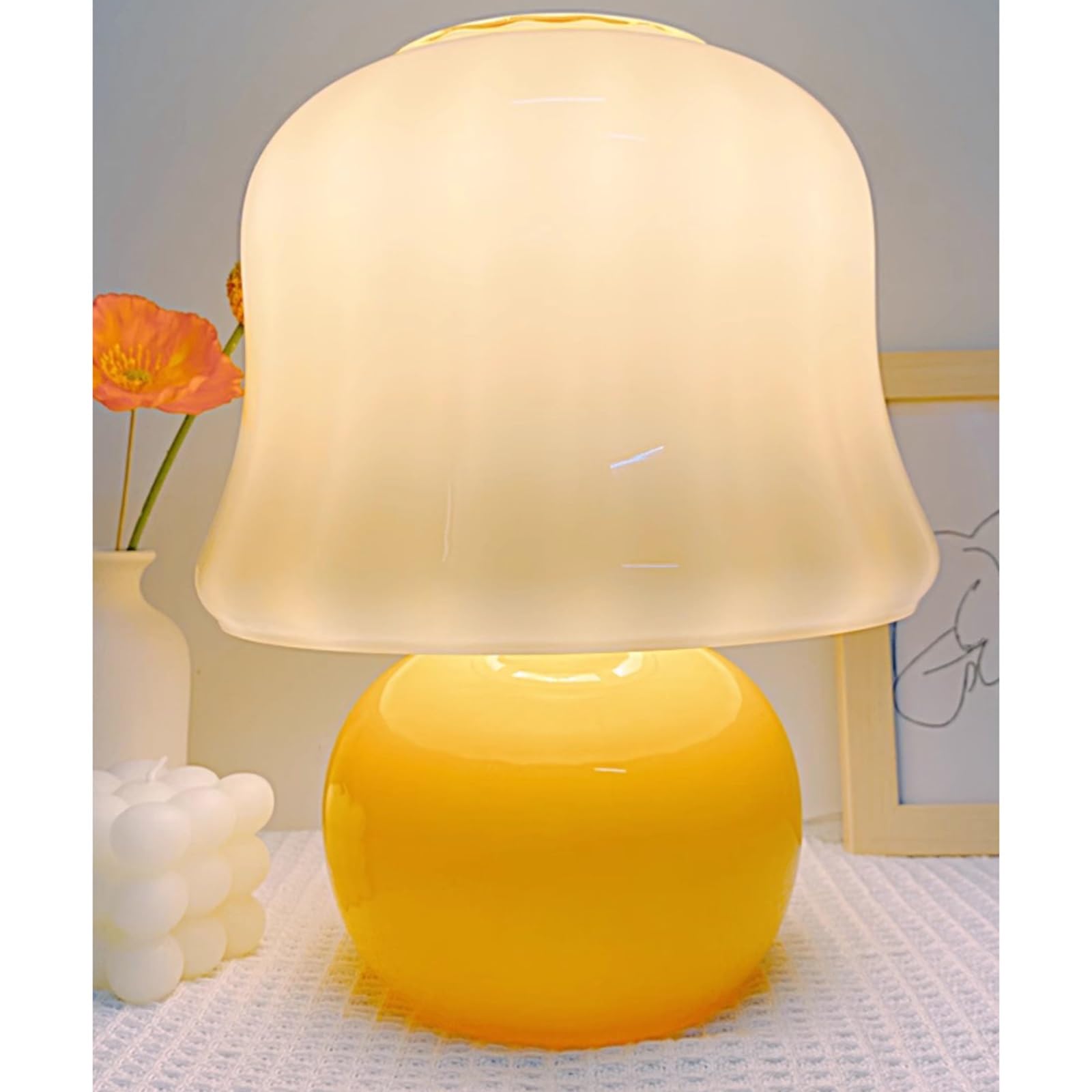 Lampada da tavolo per camera da letto Lampada da tavolo in stile francese Lampada da comodino for camera da letto Modellazione di funghi Decorazione in smalto antico Senso di anziani Lampada da comodi