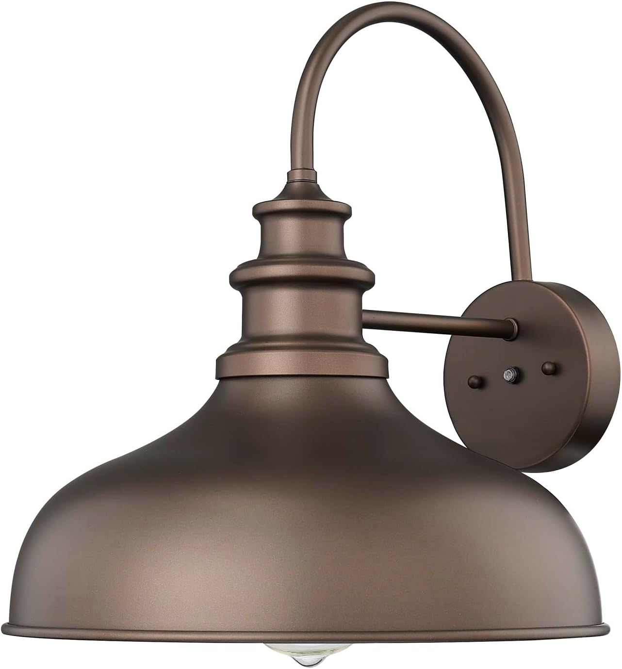 Bestshared Dusk to Dawn Farmhouse Gooseneck Barn Lights 11.5" Dome Wall Sconce - Outdoor Wall Light, Exterior Wall Lighting Fixture (1Pack, Oil Rubbed Bronze+Gold)