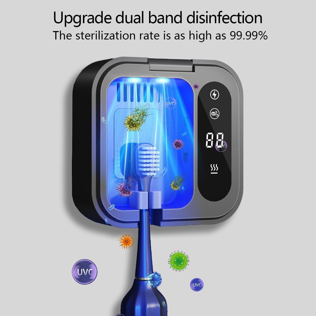 Sterilizzatore Spazzolini Da Denti Uv Disinfettante Per Spazzolini A Basso Rumore, Sterilizzatore Per Spazzolini 1000mah Scatola Portatile Per Asciugatura E Disinfezione, Bianco
