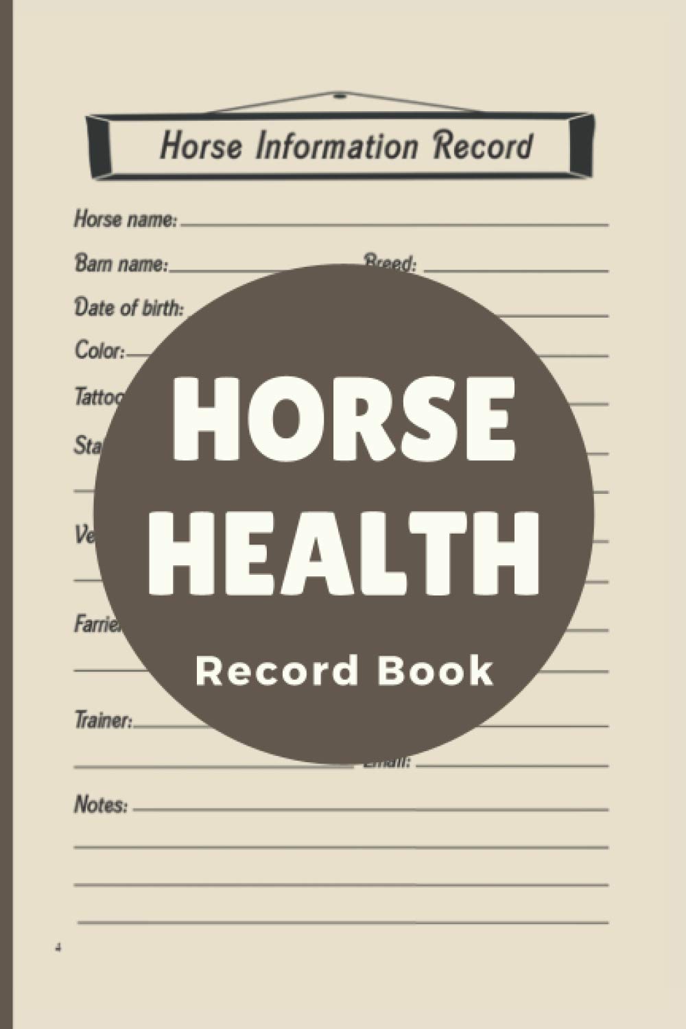 Horse Health Record Book Equine Health Record Keeper, Logbook for