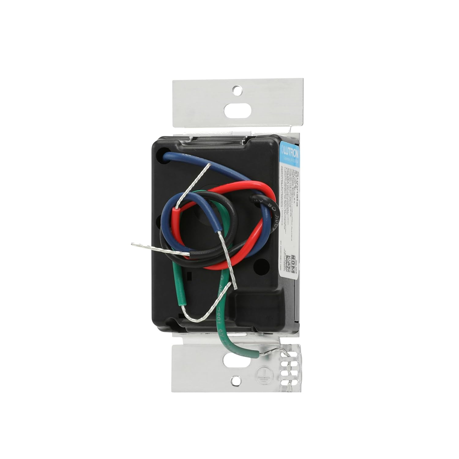 Rear view of the Lutron Sunnata Accessory Switch showing wiring terminals for installation.