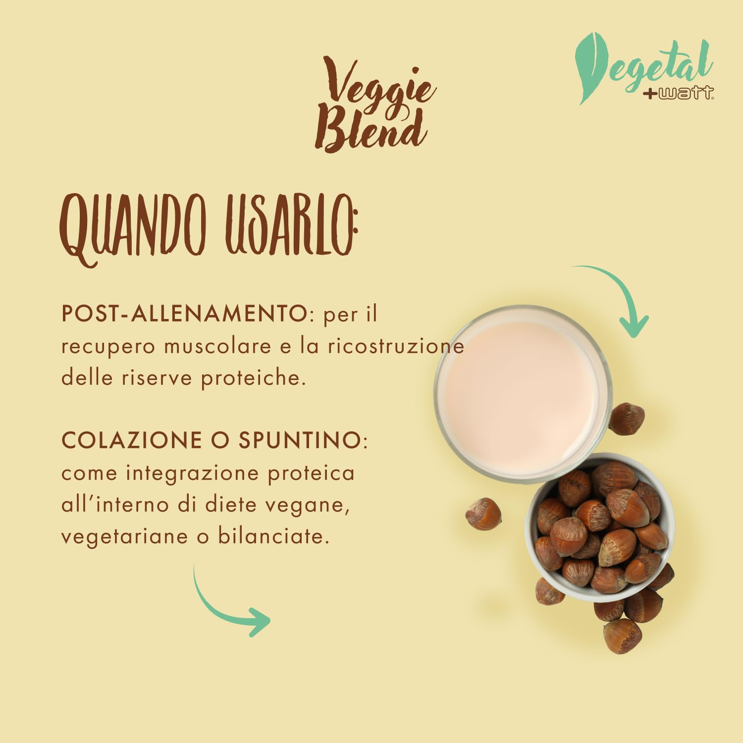 Veggie Blend 750 g - Proteine vegetali del pisello, del riso e della patata. Con spirulina e vitamina B12-100% vegetale e vegan - Gusto nocciola