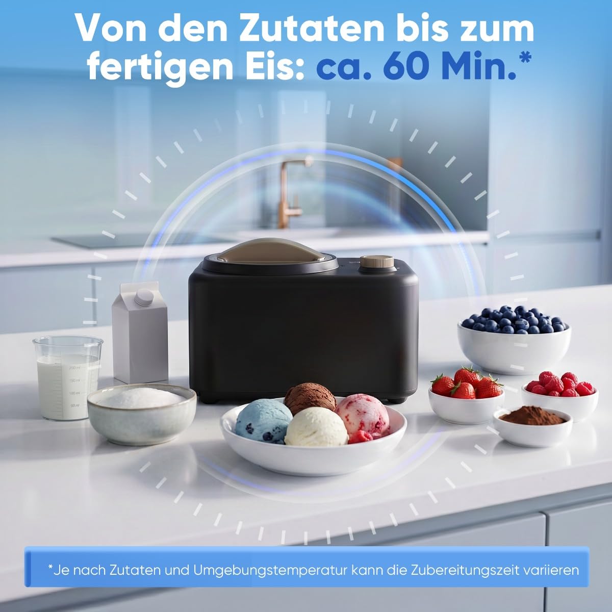 Clatronic® Eismaschine mit Kompressor | Eis in 60 min. | ohne Vorkühlen