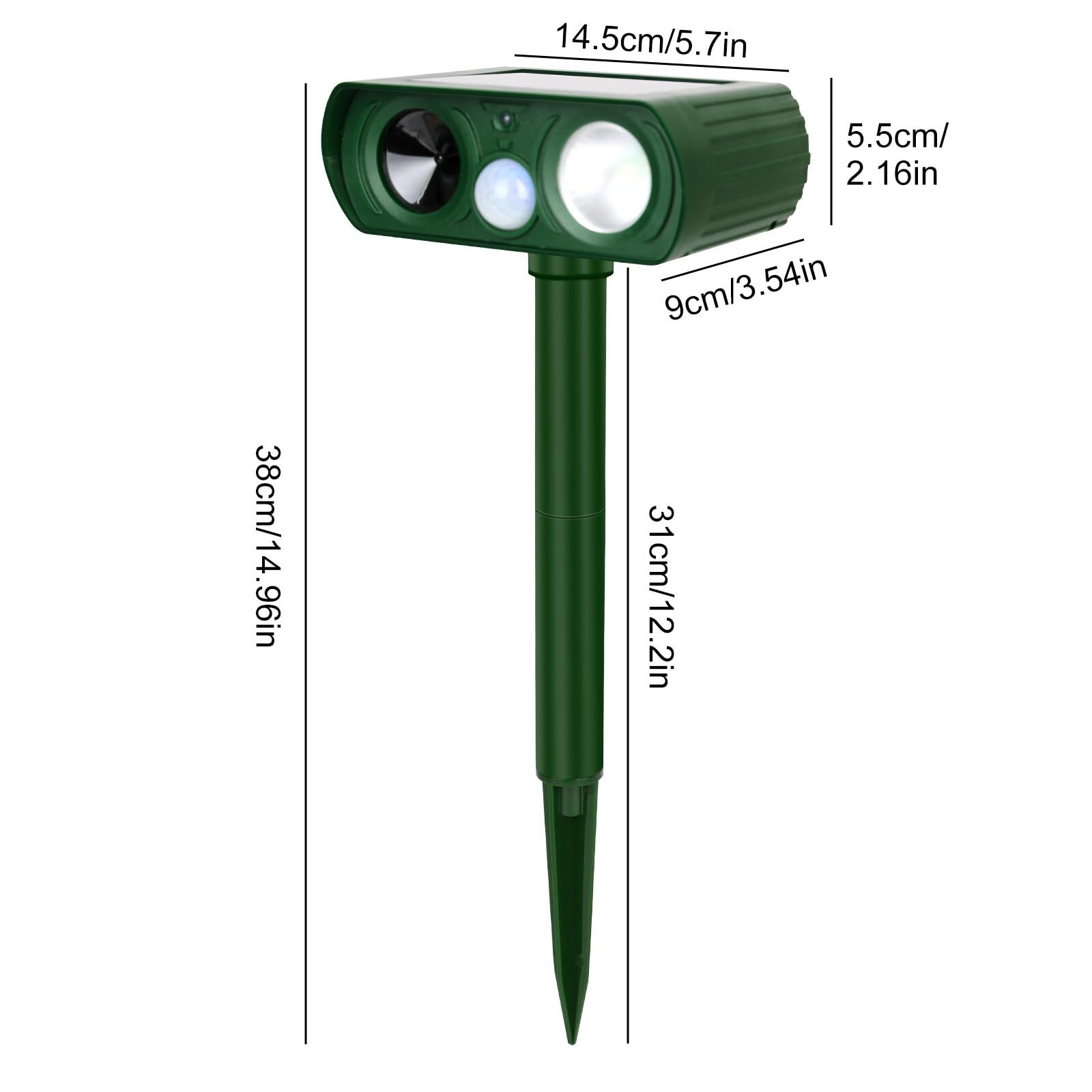 Repelente de Gatos, Ahuyentador para Gatos Ultrasonido Repelente, Disuasión Solar con LED Intermitente, Resistente al Agua IPX4 para Exteriores, Repele Eficazmente Gatos, Perros, Pájaros, Topos