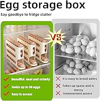 Vista 4 de Soporte para huevos para refrigerador, contenedor de huevos para refrigerador, dispensador automático de huevos rodante que ahorra espacio, estante