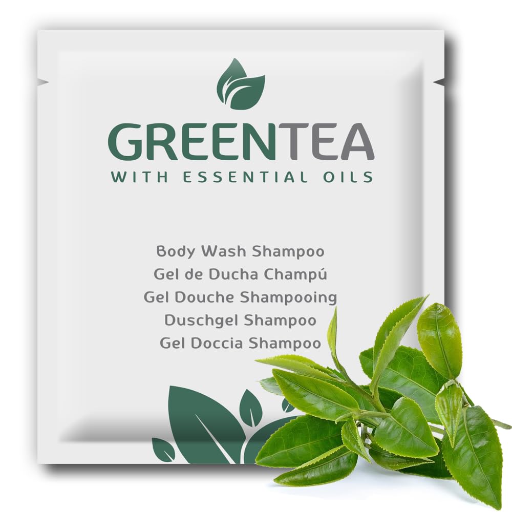 Duschgel & Shampoo GREEN TEA | 400 Stk. x 8g | Hotel, B&B, Landhaus, Gym