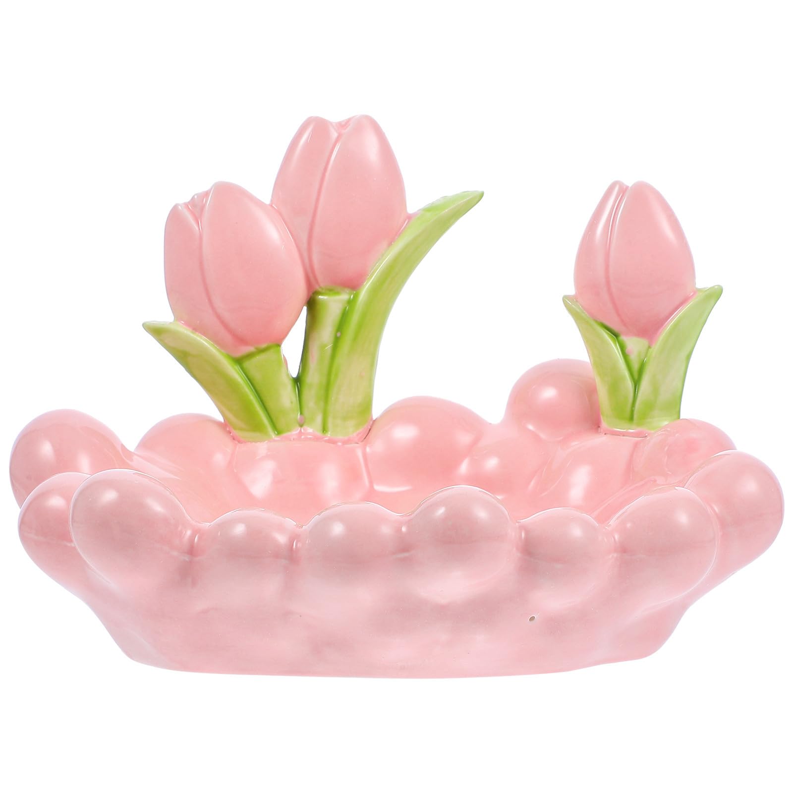 Keramik Dekorative Schale in Tulpenform für Schmuck und Schlüssel Rosa