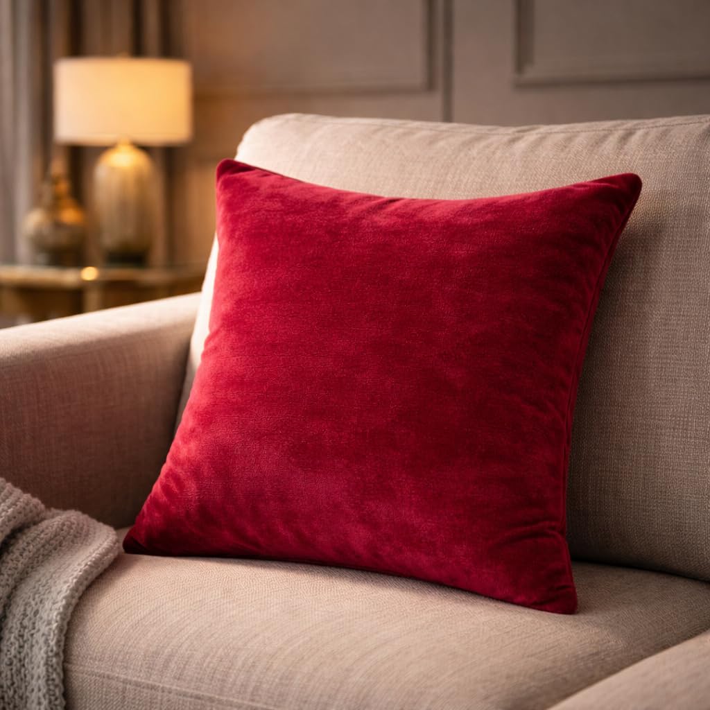 Rani Pink Velvet Cushion 12x12 Inch Pack of 6 | Soft Zip Cushion 3