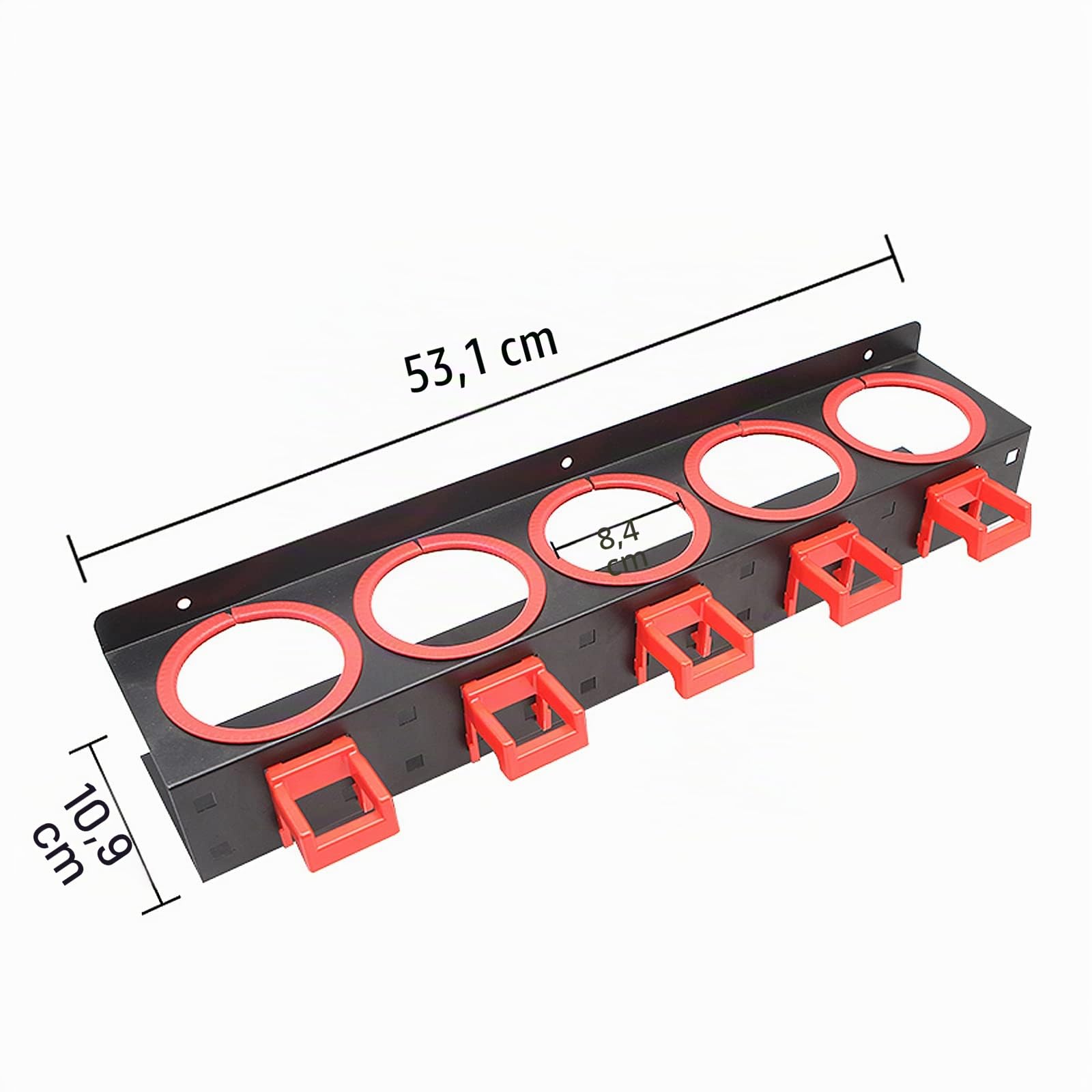 Support mural pour flacon pulvérisateur – Support en acier de qualité supérieure avec 5 crochets, diamètre 83 mm, outils de garage, rangement d'atelier de jardin
