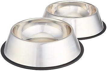 PUPHE Dog Plate Stainless Steel Dog Food Bowl and cat Bowl for New Born Puppy 200 ml Small pots Size (Buy 1 get 1 Free)
