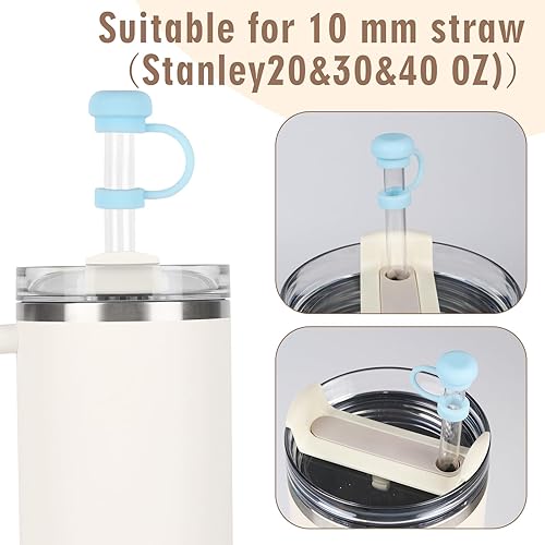 Miniatura 2 de 10 piezas de 0.394 in de silicona para popotes Stanley Cups 30 40 oz tapa de paja para vasos, reutilizable, a prueba de polvo, simple y moderna,