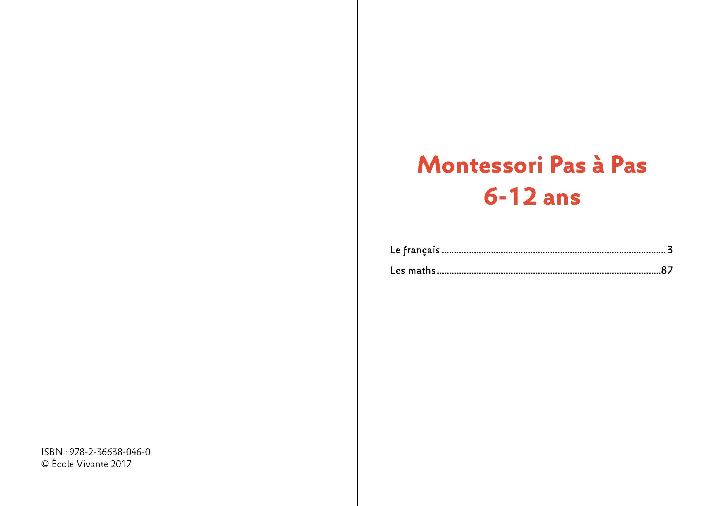 Montessori Pas à Pas : Le français, Les maths 6 - 12 ans