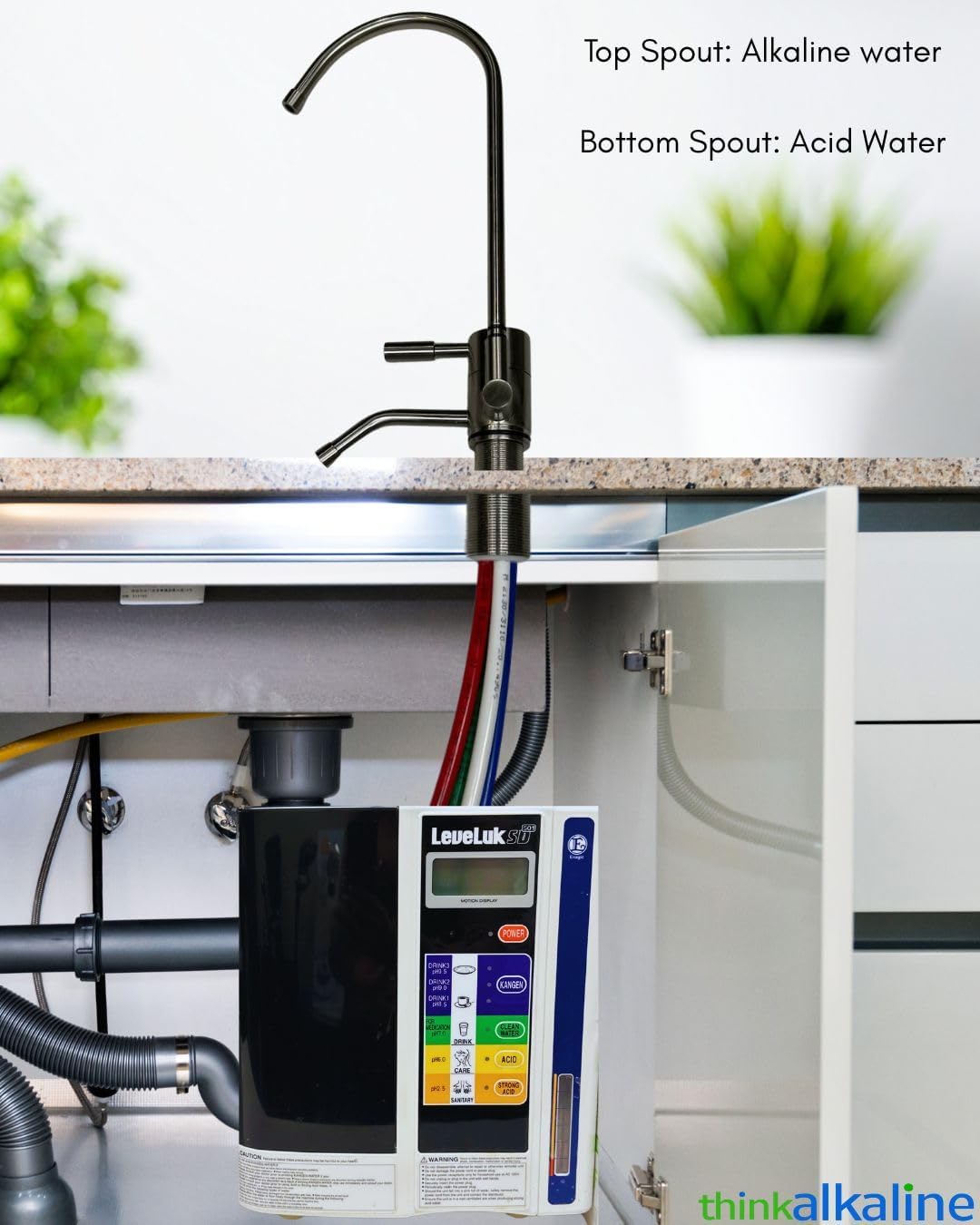 Alkaline Water Drinking Machine Ionizer Undersink Installation Faucet 2 SPOUTS Designer Faucet Diverter -Polished Chrome