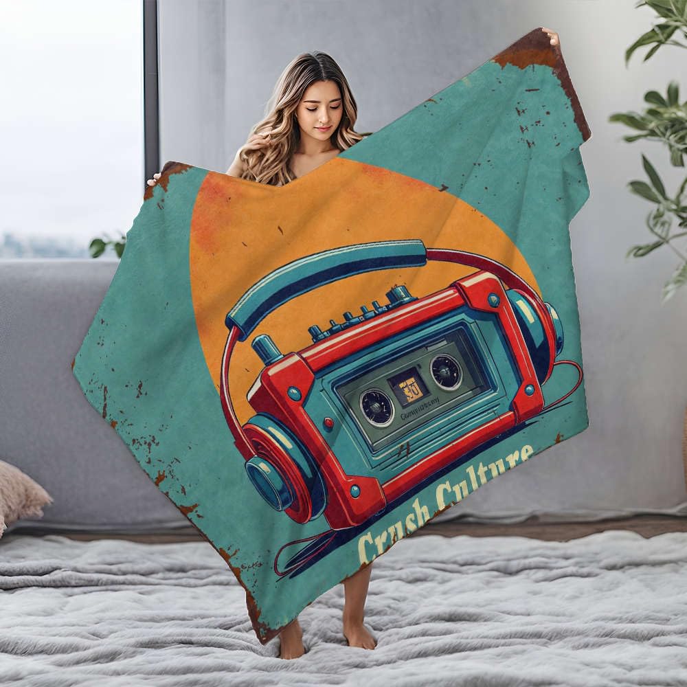 Couverture douce vintage Boombox idée cadeau originale pour lit et canapé