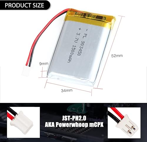 Miniatura 3 de 3.7V 1500mAh 903450 Lipo batería recargable de iones de polímero de litio con conector JST