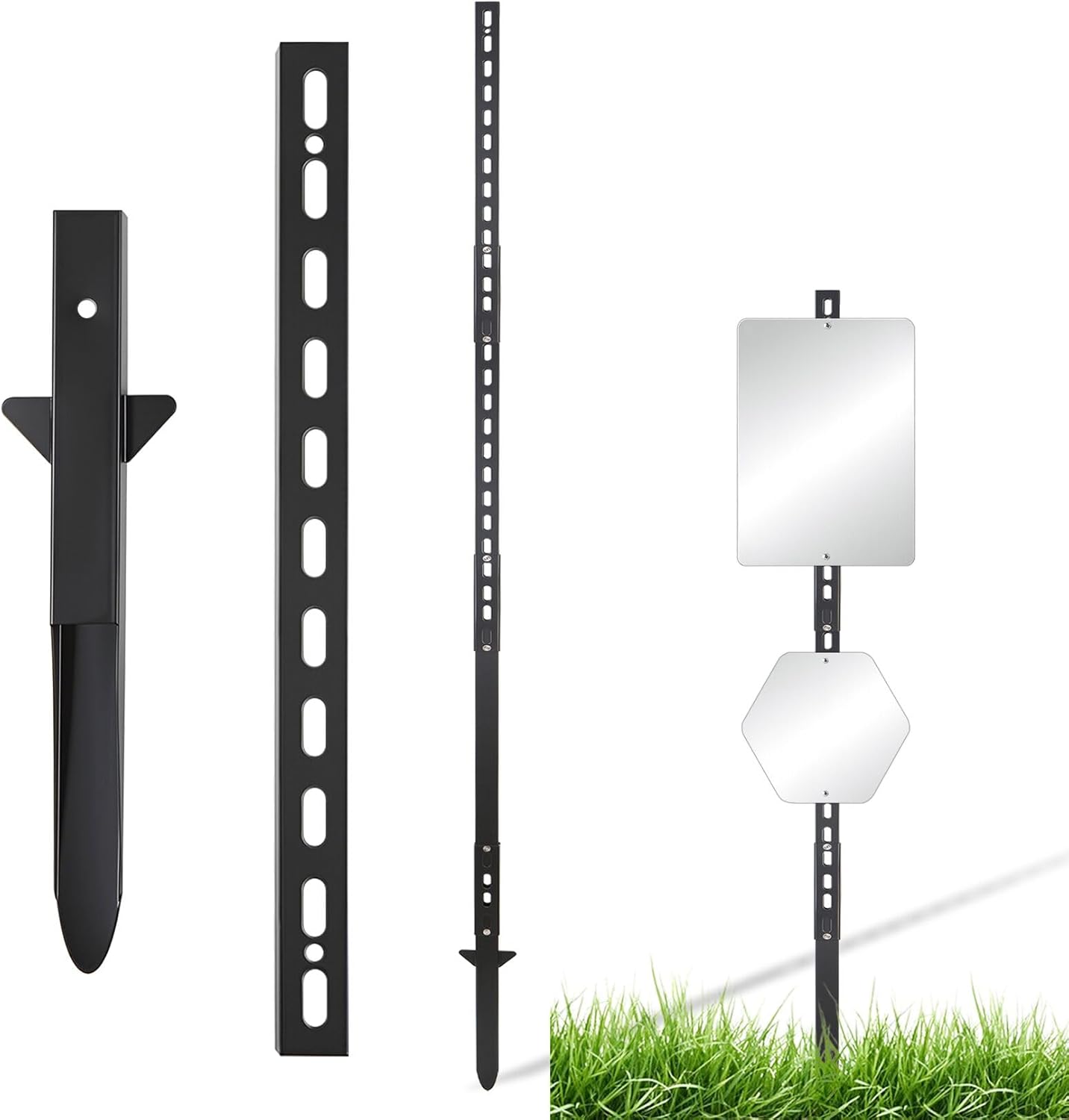 6 Ft Heavy Duty Metal Yard Sign Stake, Aluminum Adjustable Sign Post with Base, Fits 7 to 18 Inch Signs for Garden Lawn Road Parking Ground, Rust Resistant & Modern Design (Green)