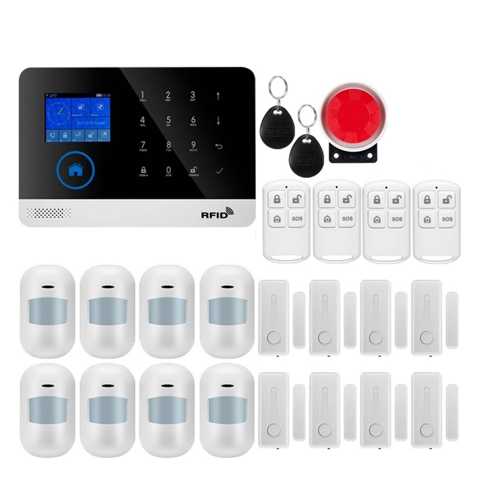 De Alarma Seguridad For El Hogar Inalámbrico GSM 433MHz For Aplicación Tuya Con Sensor Movimiento Compatible Para casa y garaje(W2B Bundle 5)