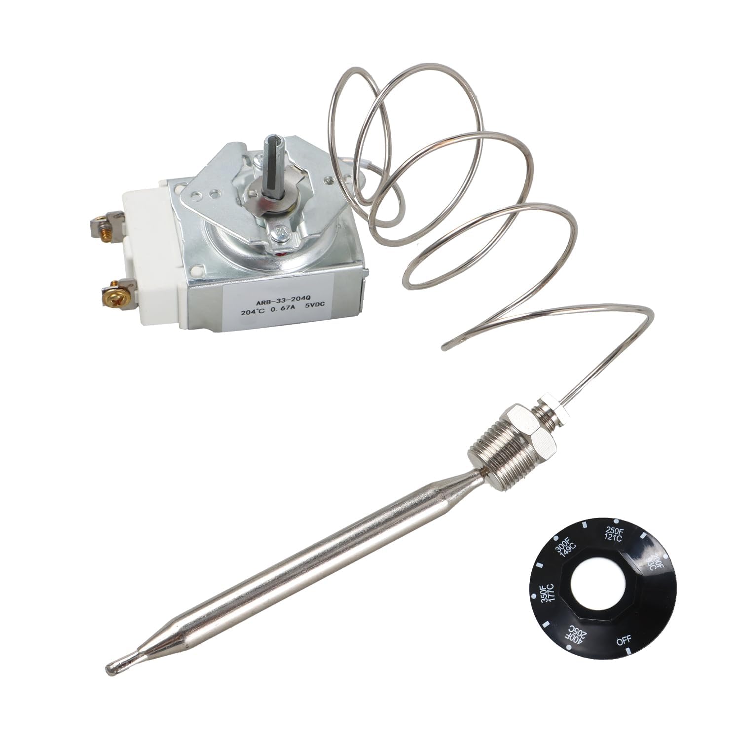 Millivolt - Control de termostato para freidora de gas con conexión MPT de 3/8 pulgadas compatible con Adcraft Atosa 301030004 y Robertshaw 5300-402 Número de repuesto: RX-2-24