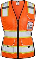 Vista 7 de Dib Safety - Chaleco para mujer con bolsillos, chaleco reflectante de malla de alta visibilidad, clase 2 ANSI hecho con cinta reflectante 3M, Negro