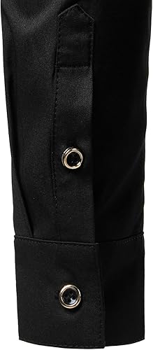 Miniatura 6 de ZEROYAA Camisas de vestir de manga larga con bordado floral para hombre