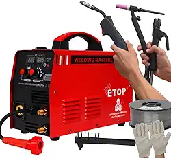 Inversora Solda Multiprocesso Sem/Com Gás Tig Mig Mma 4 Em 1 Cor Vermelho Frequência 220v 50 Hz/60 Hz + Haste De Tungstênio Fios De Solda