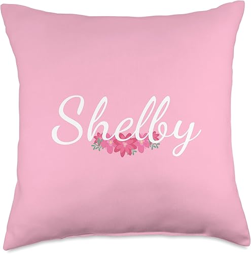 Regalos y diseños personalizados Shelby para niñas personalizado Shelby regalo personalizado nombre flores rosa tiro almohada, 18x18, multicolor