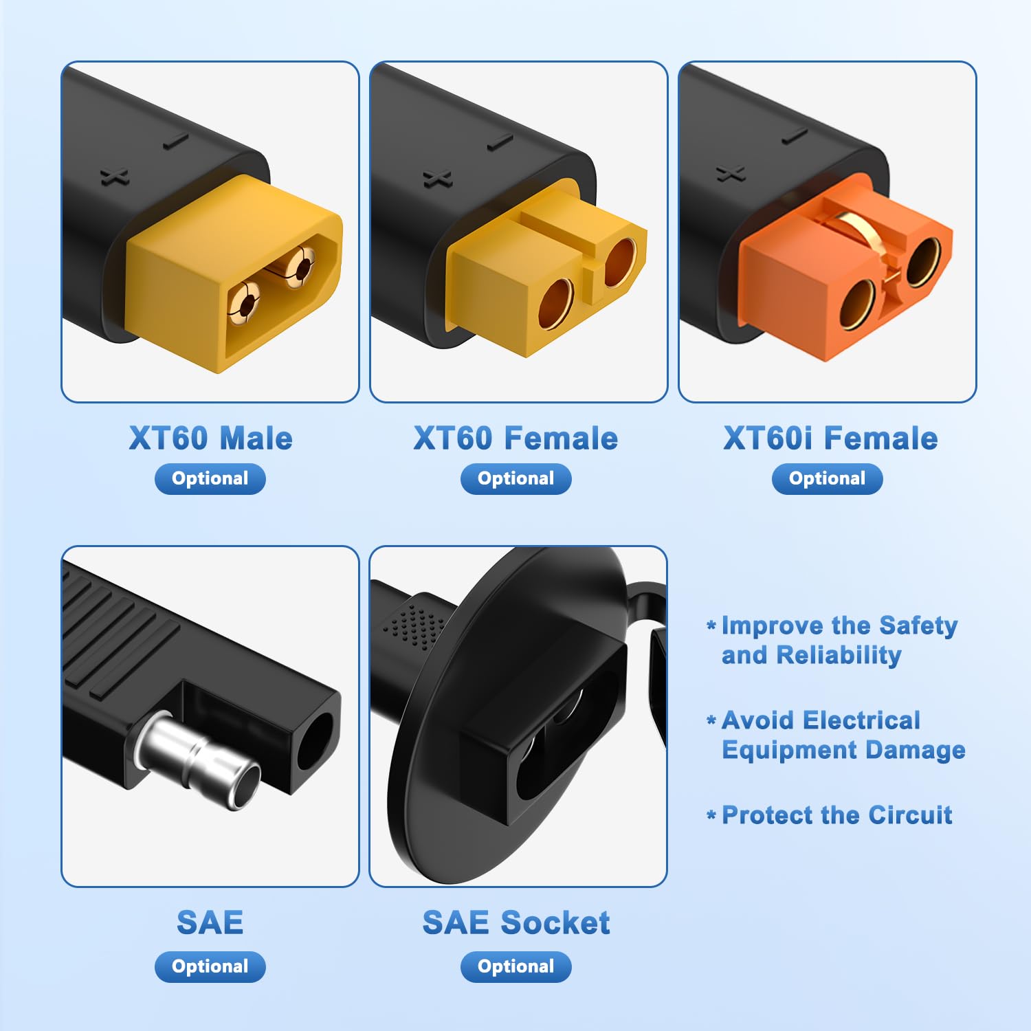 Câble D'extension XT60i Vers Connecteur à Cosse (œillet) – 10 AWG, SODIAL, Personnalisable