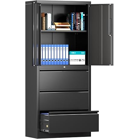 70.1"H Heavy Duty Metal File Cabinet with Drawers and Adjustable Shelves