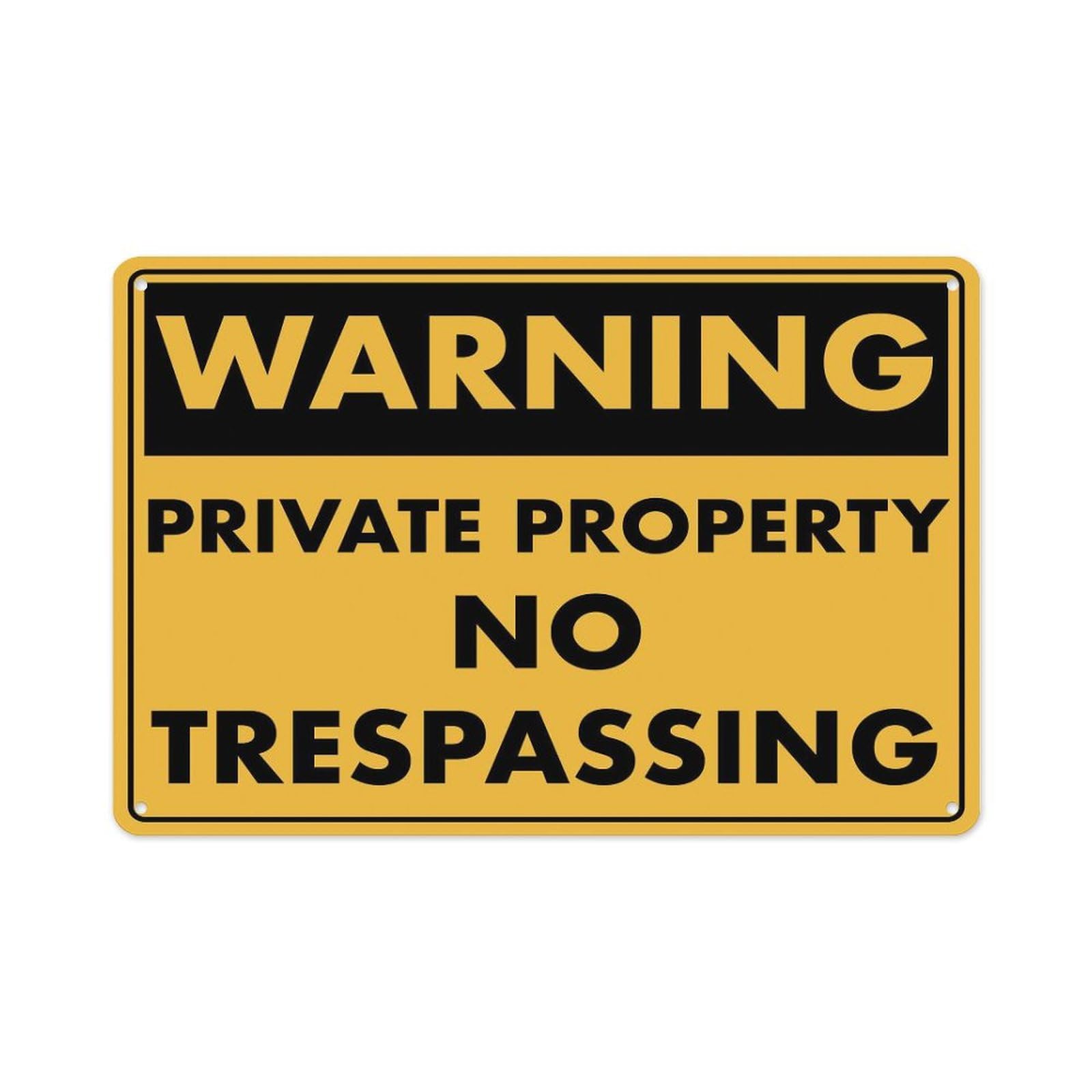 peiyeety Warning Private Property No Trespassing Sign Aluminum Tin Warning Signs for Home Outdoor Garden 12X16 Inches
