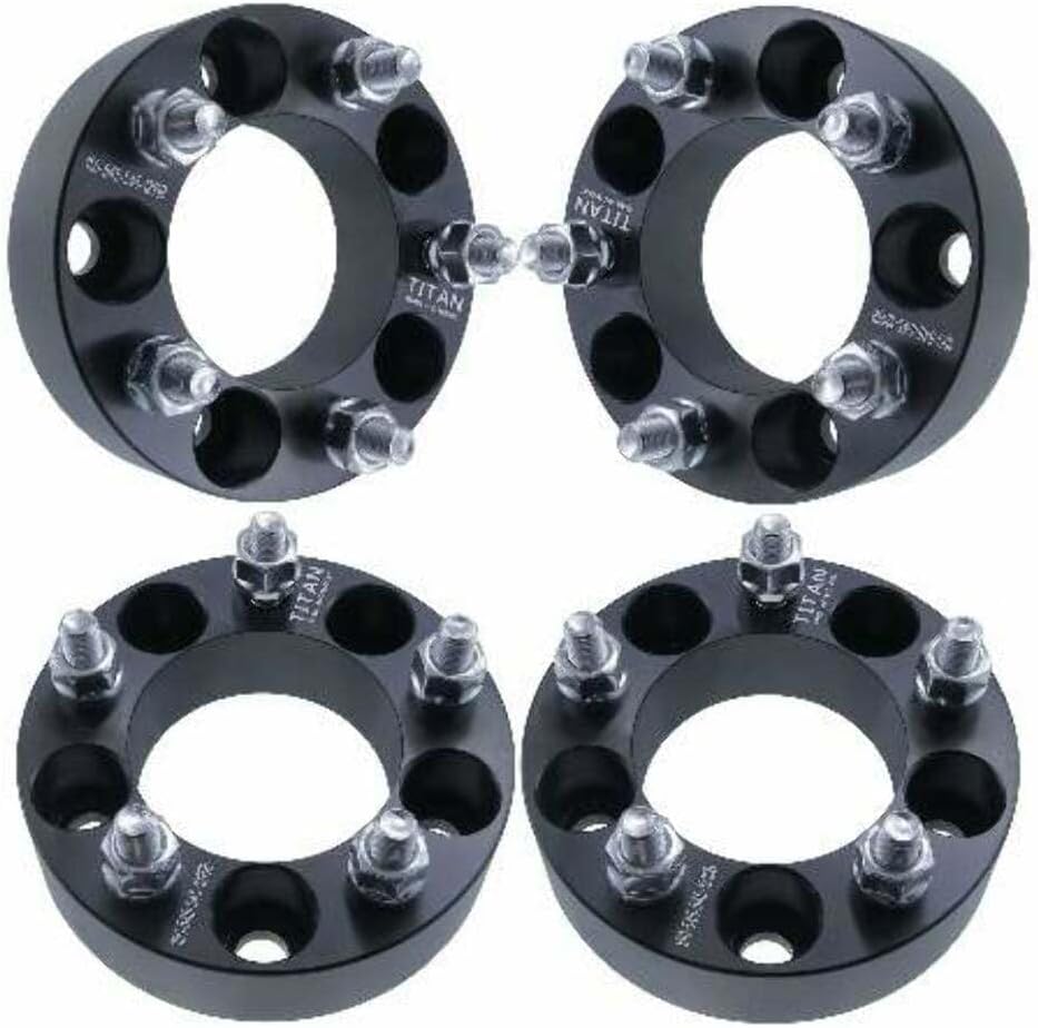 2" 5x4.5 Wheel Spacers - Fits Honda Accord Civic CR-Z Fits Acura Integra RL TL Fits Jeep Compass Patriot - 2 Inch (50mm), 5x114.3, 12x1.5 Studs - Set of 4 - Black
