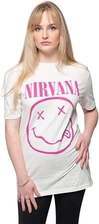 Nirvana T Shirt Purple Smiley Band Logo Official Unisex Natural Size M