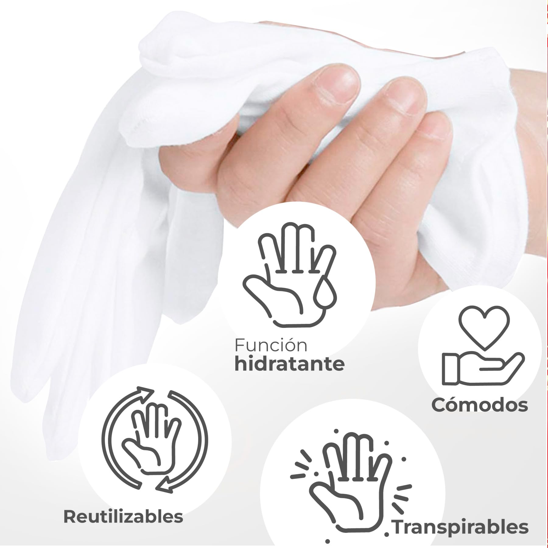 6, 12, 60, 120, 240 o 480 Paia, Guanti in Cotone, Guanti Idratanti, Morbidi, Elastici, Cura Delle Mani, Confortevoli, Mimo, Gioielliere, Cameriere, Costume, Bianco o Nero.