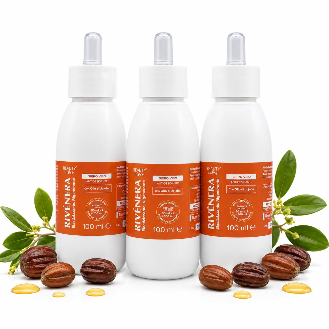 Rivenera serum do twarzy 150 ml – przeciwzmarszczkowy z kwasem hialuronowym i kolagenem – nawilżający, rozjaśniający, regenerujący do skóry dojrzałej (średnio)