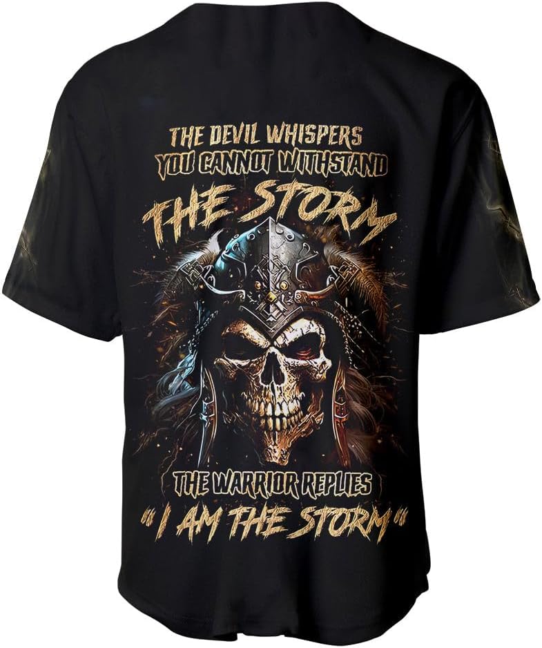 Skull Custom Jersey for Women Men Kids, Viking Baseball Skull Jersey, Short Sleeve Horror Jersey Shirt, Gothic Gifts