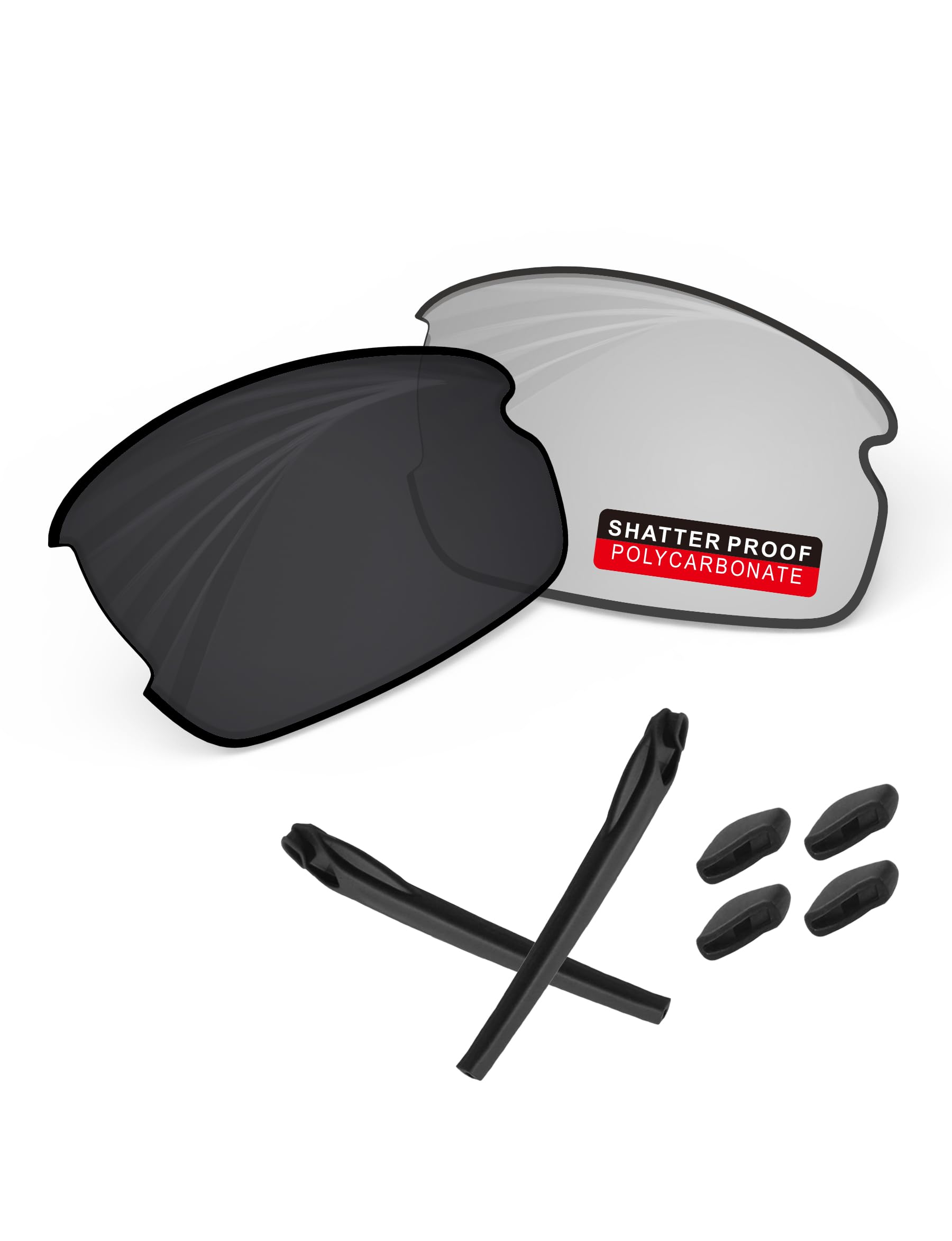 PRO+ Polycarbonate Replacement Lenses &amp; Rubber Kits for Oakley Flak 2.0 Series Sunglass