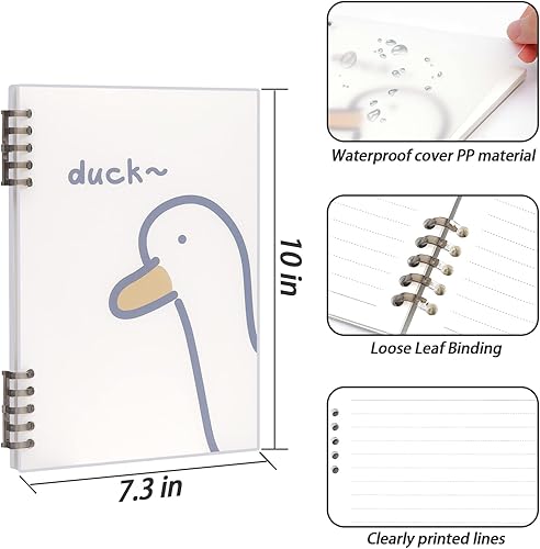 Miniatura 2 de elephtree Cuaderno en espiral cuaderno recargable y juego de papel de relleno B5 en total 120 hojas bonitos cuadernos a rayas transparentes con 2