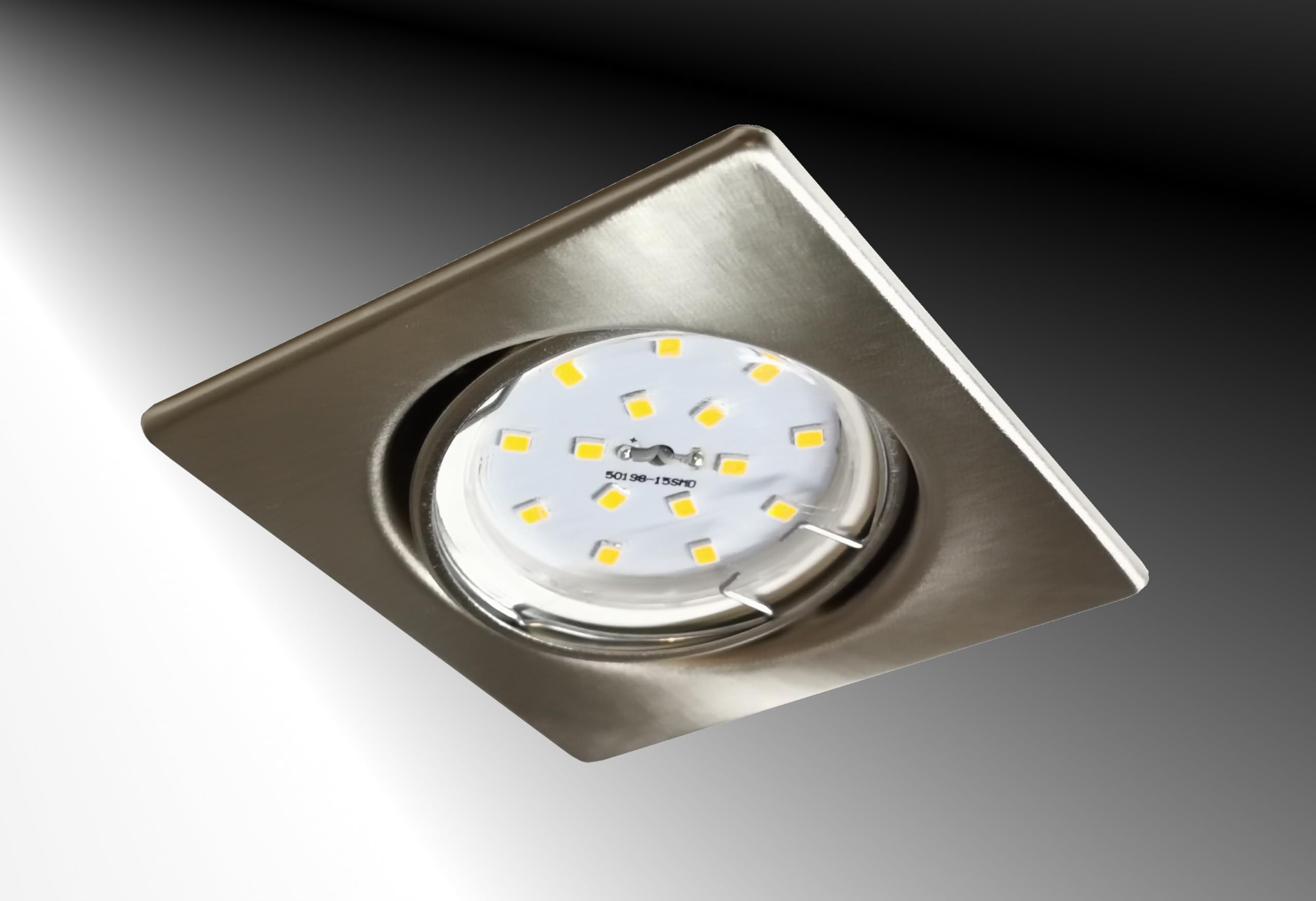 Trango 12er Set Einbaustrahler, Deckenstrahler 6729-122SB in Eckig Edelstahl-Look inkl. 12x GU10 LED Leuchtmittel, Einbauleuchten, Deckenleuchte, Einbauleuchte schwenkbar direkt 230V