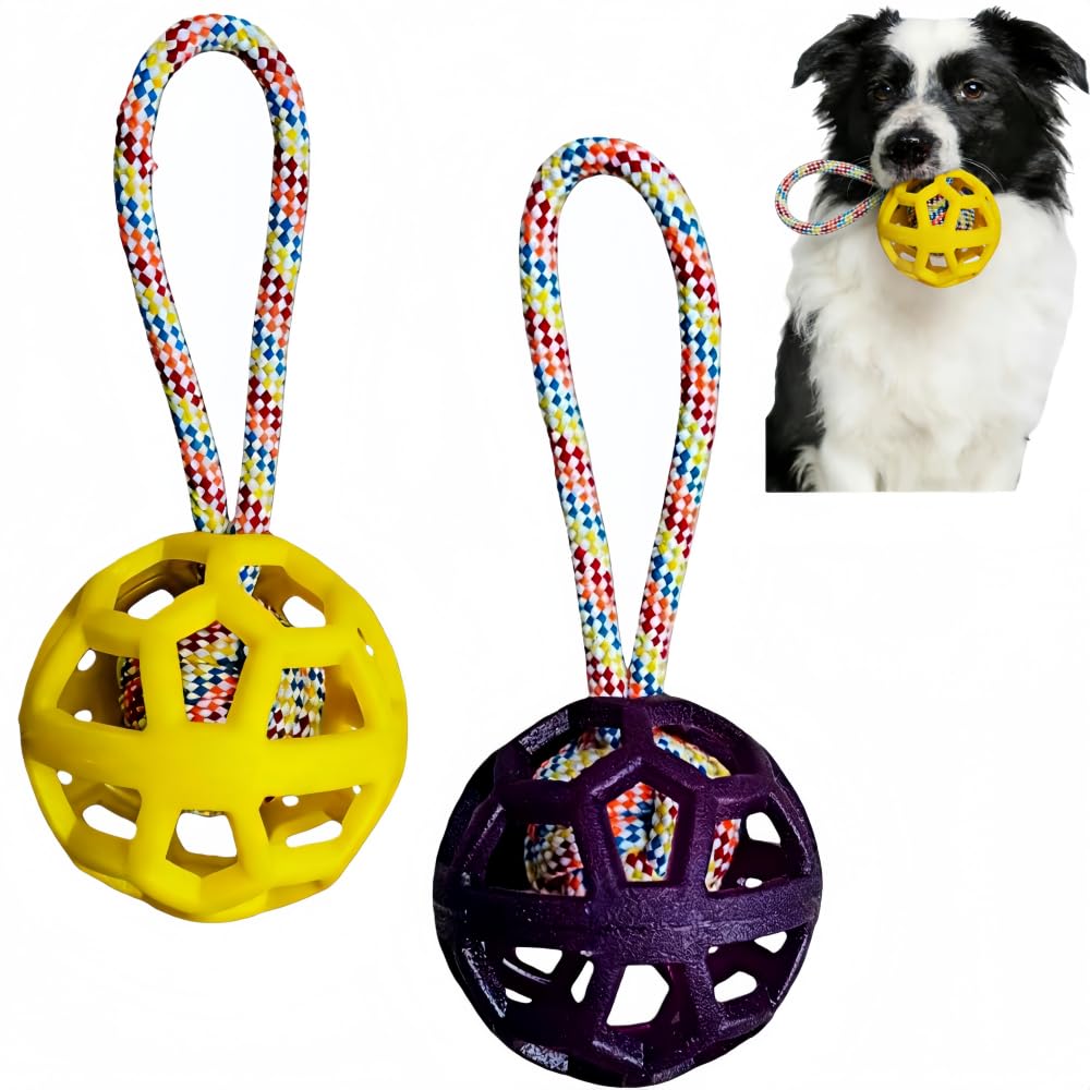 FARDEER Durable Rubber Dog ToyοΌDog Toy Puzzle Ball, Chew Toys for Large Medium Dogs,Interactive Dog Toys Gifts for Dogs-2Pcs