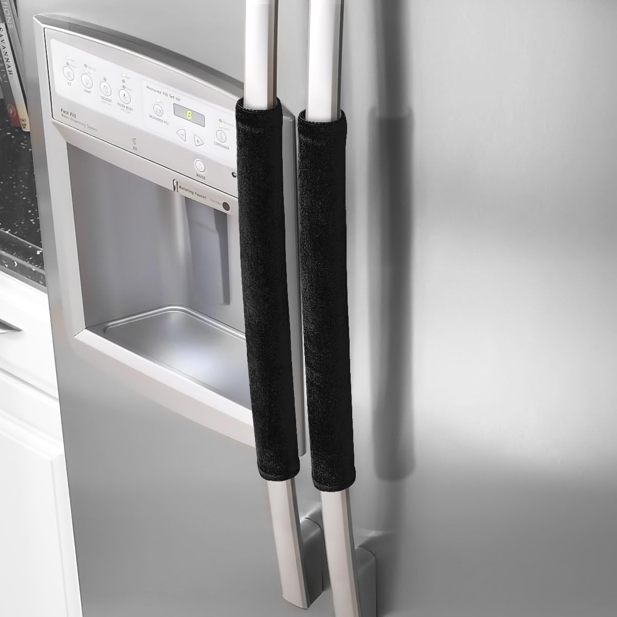 OUGAR8Refrigerator Door Handle Covers,Keep Your Kitchen Appliance Clean from Smudges,Fingertips,Drips&Food Stains,Perfect for Dishwashers(12" L3.75 W, Black)